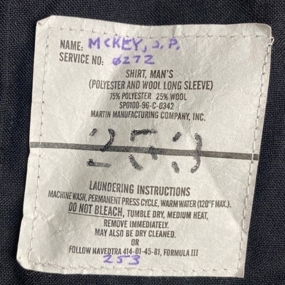 U.S.Navy Button Front Long Sleeve Black Shirt Sz L/XL - Picture 7 of 7